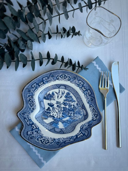 Seletti Classics on Acid Десертная тарелка Glitchy Willow, размеры: 21,4х20,3х2,8 см, белый, синий