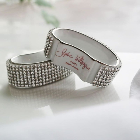 Sophie Villepigue Фарфоровое кольцо для салфетки с кристаллами Swarowski, 7х2х4 см, белый