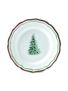 Gien Filet Noel Тарелка для канапе или закусок, диаметр - 16,5 см, цвет - белый, зеленый, красный