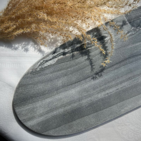 Pomax Marmar Овальная подставка, размеры: 40х15 см, цвет - серый