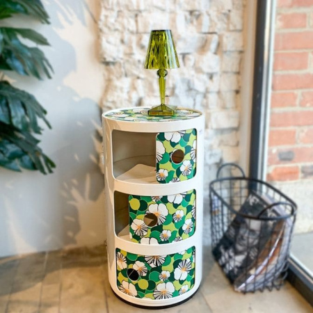 Kartell Componibili Double J. Тумба, 58,5 см, белый/цветы
