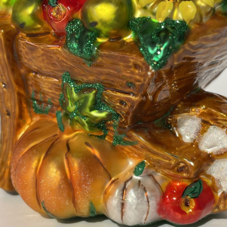 Impuls Стеклянная елочная игрушка Телега с урожаем, размер - 12 см