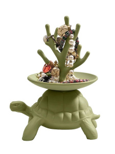 Qeeboo Turtle Керамическая подставка для украшений, размеры: 29x26x22 см, цвет - оливковый матовый