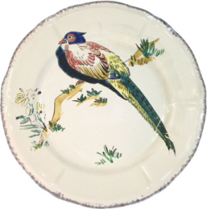 Gien Grands Oiseaux Десертная тарелка с рисунком Faisan Lady Amherst (Фазан Леди), диаметр - 26,3 см