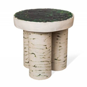 Cera Керамический журнальный столик "Бирч", 42х42 см, слоновая кость/зеленый
