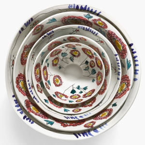 Serax Marni Midnight Flowers Салатник с рисунком Anemone Milk MF, диаметр - 25 см, объем - 2,5 л