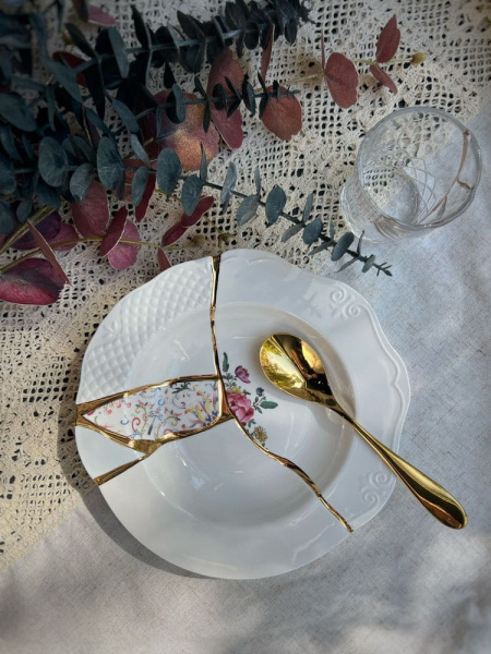 Seletti Kintsugi Тарелка для супа, диаметр - 22 см, цвет - белый, красный, золотой