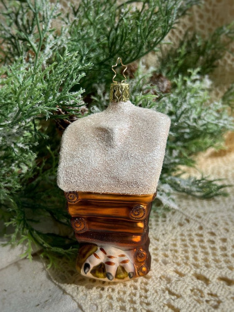 Inge Glas Стеклянная елочная игрушка Избушка Бабы-Яги, размер - 12 см