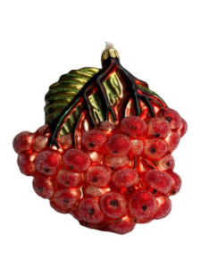 Kruzel Стеклянная елочная игрушка Рябина, высота - 11 см