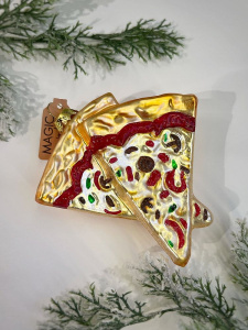 Inge Glas Magic Стеклянная елочная игрушка Пицца, размер - 11 см