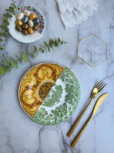 Seletti Hybrid Десертная тарелка Sravasti, диаметр - 20 см,  цвет - белый, желтый, зеленый