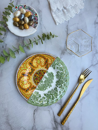 Seletti Hybrid Десертная тарелка Sravasti, диаметр - 20 см,  цвет - белый, желтый, зеленый