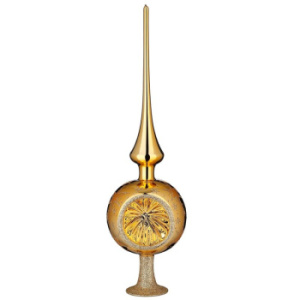 Inge Glas Стеклянная елочная Золотая пика с отражателем и золотыми звездами, высота - 36 см