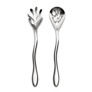 Alessi Mediterraneo Набор из 2 сервировочных ложек для салата, длина - 27,5 см, нержавеющая сталь