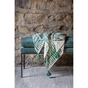 Pomax Etnic Плед с кисточками, 170х130 см, зеленый