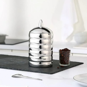 Alessi Kalisto 2 Металлическая емкость для хранения сыпучих продуктов, размеры: 11х11х21h см, сталь