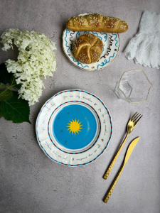 Bitossi Home Passion Fruit Десертная тарелка с декором Sole (солнце), диаметр - 20,5 см