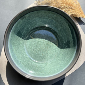 Pomax MIRHA ESMERALDA Большой керамический салатник, диаметр - 25,4 см, черный, бирюзовый