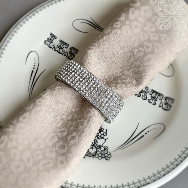 Sophie Villepigue Фарфоровое кольцо для салфетки с кристаллами, 7х2х4 см, белый