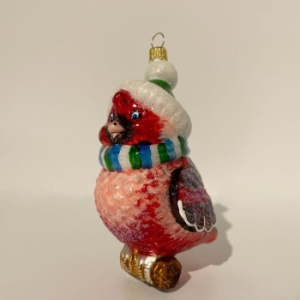 Impuls Стеклянная елочная игрушка Птица Красный кардинал, высота - 11 см