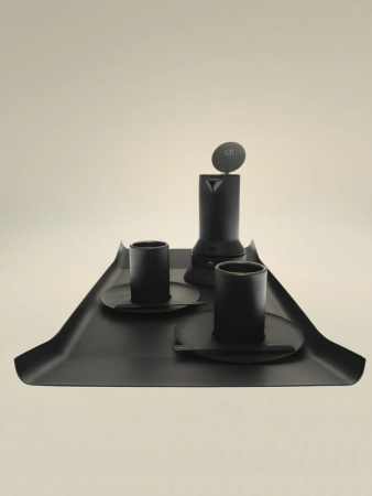Alessi CFF CP Набор из 2-х металлических кофейных пар, объем - 85 мл, цвет - черный