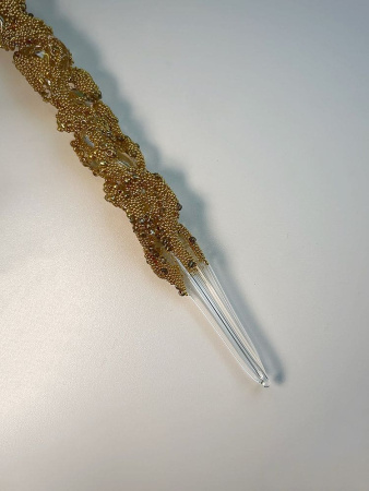 ShiShi Стеклянная елочная игрушка Сосулька с золотым бисером и блестками, высота - 19 см,прозрачный