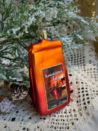 Inge Glas Стеклянная елочная игрушка Пачка чая, размер - 11 см