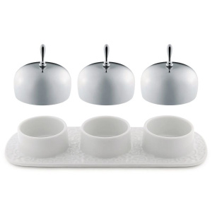 Alessi Dressed Набор для подачи варенья, орешков, меда, размеры: 20,5х8х6,5h см, цвет - белый, сталь