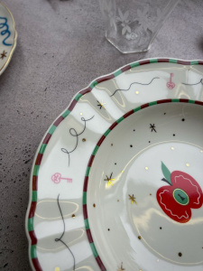 Bitossi Home Passion Fruit Суповая тарелка с декором Mela (яблоко), диаметр - 23 см