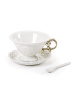 Seletti I-Wares Фарфоровая чайная пара с ложечкой, рамзеры: 13х13х7h см, цвет - белый, золотой