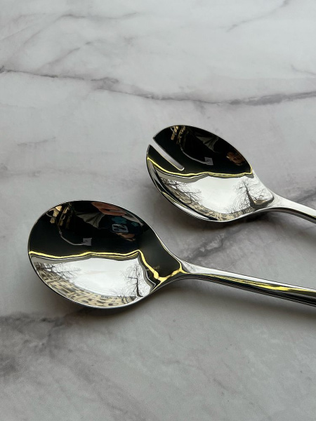 Degrenne Fuse Mirror Набор из 2 сервировочных ложек для салата, 26 см, цвет - хром