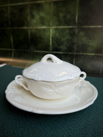 Gien Rocaille blanc Набор из 2-х пиал с крышкой для супа, объем - 190 мл, цвет - белый