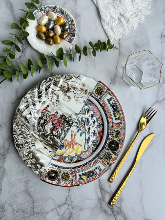 Seletti Hybrid Фарфоровая обеденная тарелка Eusapia, диаметр - 27,5 см, разноцветный