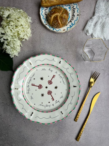 Bitossi Home Passion Fruit Обеденная тарелка с декором Chiavi (ключи), диаметр - 26,5 см