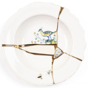 Seletti Kintsugi Тарелка для супа, диаметр - 22 см, цвет - белый, зеленый
