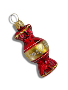 Kruzel Стеклянная елочная игрушка ручной работы Конфета - карамель - 7 см, цвет - красный