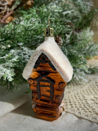 Inge Glas Стеклянная елочная игрушка Избушка Бабы-Яги, размер - 12 см