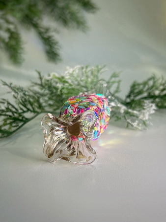 ShiShi Стеклянная елочная игрушка Прямоугольная карамель с крупными блестками, высота - 9 см