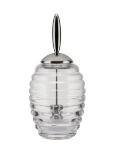 Alessi Honey Pot Баночка для подачи меда с ложкой, объем - 350 мл, нержавеющая сталь, стекло
