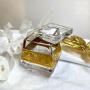 Moser Шкатулка хрустальная с позолоченым декором, 7х7х8 см, прозрачный/золотой