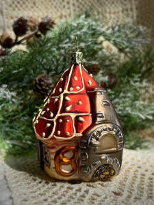 Inge Glas Стеклянная елочная игрушка Пряничный домик, 10,5 см