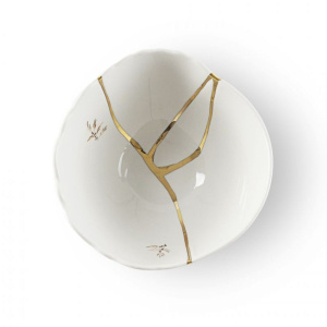 Seletti Kintsugi Фарфоровая пиала, диаметр - 11,5 см, цвет - белый, красный, золотой