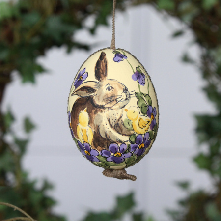 Peter Priess Пасхальное куриное яйцо с гладкой росписью "Заяц", смотрит вправо