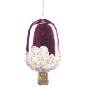 Goodwill Елочная игрушка Мороженое на палочке, размер - 12,5 см, цвет - розовый металлик