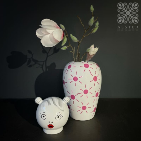 Seletti Le Canopie Декоративная ваза с крышкой Lula, размеры: 17,5х17,5х36,5 см, белый, розовый