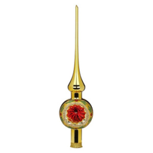 Inge Glas Стеклянная елочная Пика с отражателем, высота - 30 см, цвет - желтый, красный