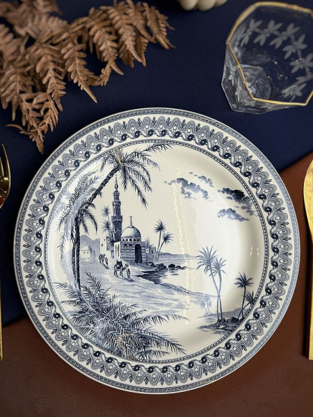 Gien Les Depareillees Обеденная тарелка с рисунком Vues d’Orient (Вид на Восток), диаметр - 27,4 см