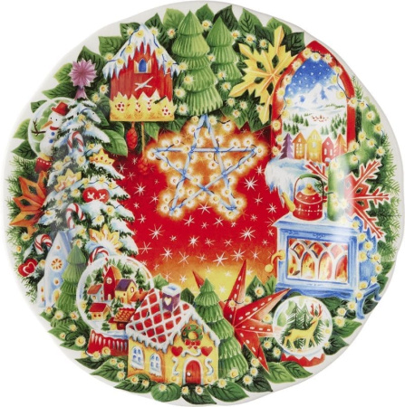 Gien Feerie Десертная тарелка, диаметр - 22,4 см, цвет - красный, зеленый