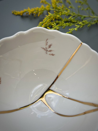 Seletti Kintsugi Фарфоровая пиала, диаметр - 11,5 см, цвет - белый, красный, золотой