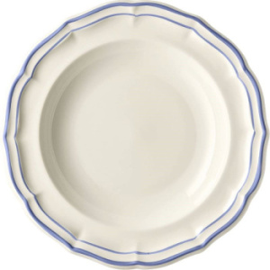 Gien Filet Bleu Тарелка для супа из французского фаянса, диаметр - 22,5 см, цвет - белый